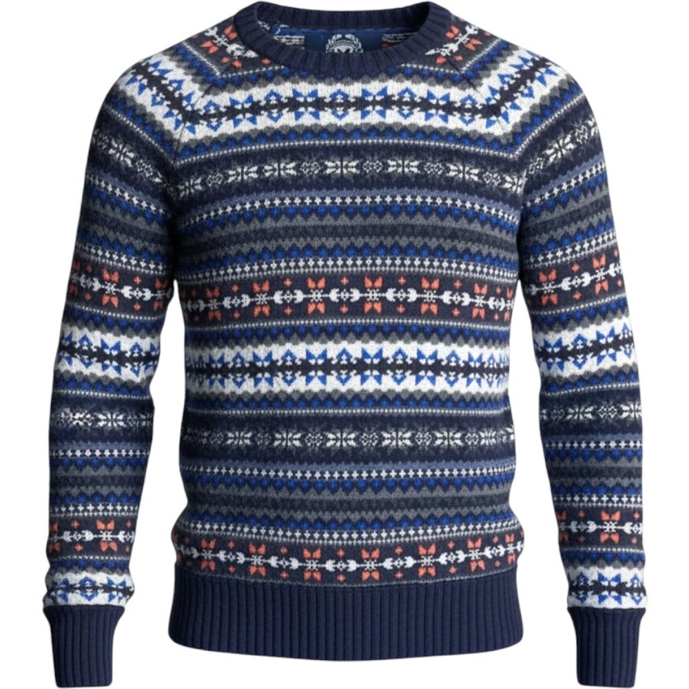 Vtg American Eagle Nordic Mohair Sweater Mens M Blue Fair Isle Grandpacore Y2K